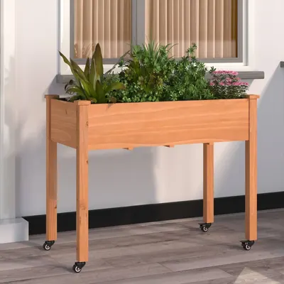 Gossi jardiniera cu roti&captuseala maro 118x59x76 cm lemn masiv brad