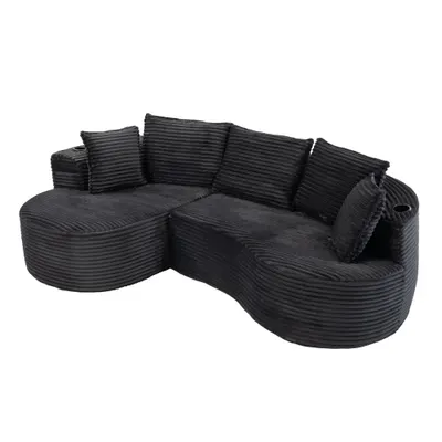 Bogesofa din catifea reiată, Gri închis | Aosom Romania