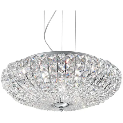 Corp de iluminat cu multiple cristale sferice si patrate asimetrice 5x40W
