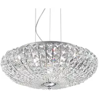 Corp de iluminat cu multiple cristale sferice si patrate asimetrice 5x40W