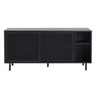 Comodă neagră din metal cu ușă glisantă 160x75x46 cm Veep – Unique Furniture
