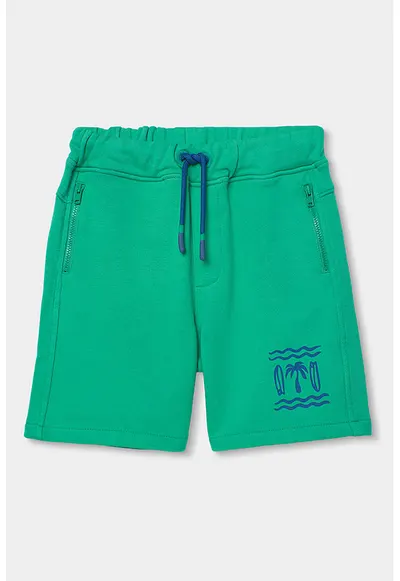 Pantaloni scurti cu snur si buzunare cu fermoar - Verde