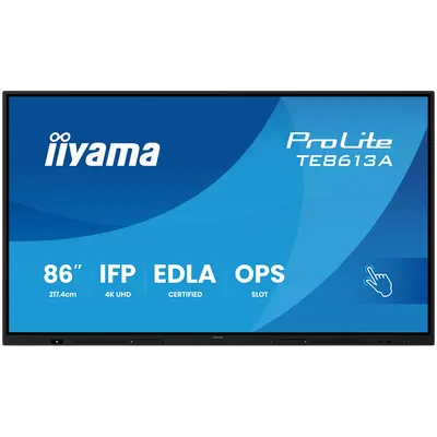 IIYAMA LFD ProLite TE8613A-B2AG 86" Google EDLA Certified IFP Interactive display 500cd 1200:1 8ms PureTouch-IR iiWare 21E (Andr