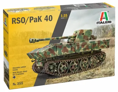 Model de asamblat Italeri Militare: Tancuri – Tractor șenilat german RSO cu tun antitanc PAK 40
