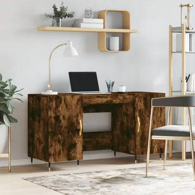 vidaXL Birou, stejar afumat, 140x50x75 cm, lemn compozit