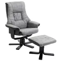 HOMCOM Fotoliu relax cu taburet, rotativ 360°, înclinabil 135°, husă respirabilă, 78 x 82,5 x 109 cm, gri | Aosom Romania