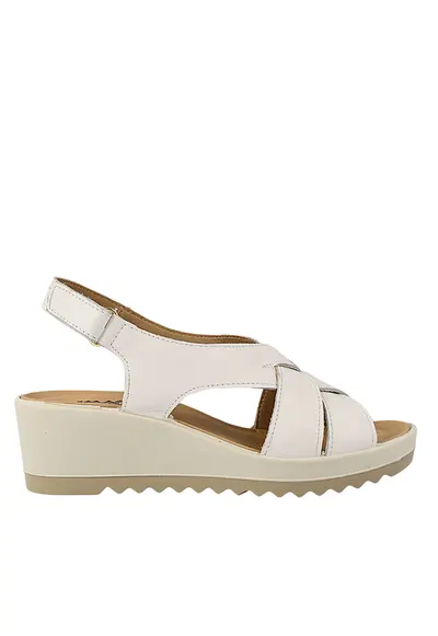 Sandale casual - dama - 757510 alb - piele naturala - platforma - Alb