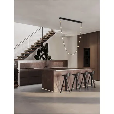 Lampa suspendata ALCINOE Triac Dimabil Mat Negru & Auriu Aluminiu & Acrylic LED 46 Wat 220-240Volt 3661Lm 3000K IP20