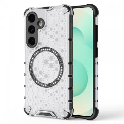Husa MagSafe pentru Samsung Galaxy S25+ S936, Techsuit, HoneyComb Shield, Alba