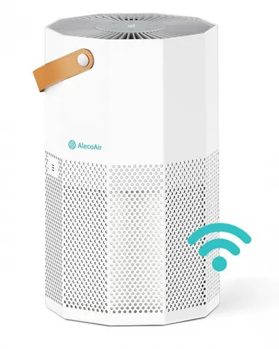 Purificator de aer AlecoAir P50 ROUBIQ White, Wi-Fi, Lampa UV-C, Filtru True HEPA si Carbune Activ, Ionizare, PM 2.5