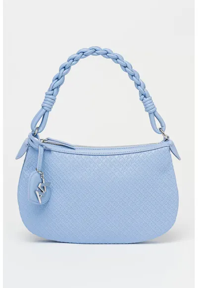 Geanta crossbody de piele ecologica cu model monograma Maya - Albastru azur