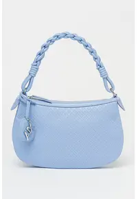 Geanta crossbody de piele ecologica cu model monograma Maya - Albastru azur