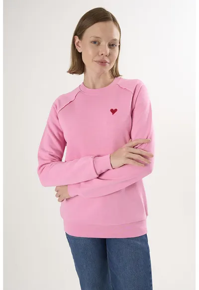 Bluza lejera de trening din bumbac cu maneci raglan - Roz