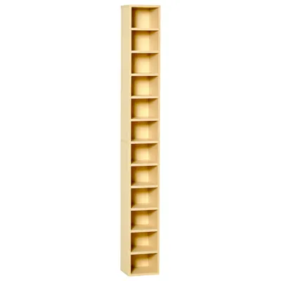 HOMCOM Dulap Biblioteca Suport CD-uri cu 12 Rafturi pentru 204 CD-uri, Raft Biblioteca din MDF si PAL, 21x20x175 cm, Lemn natural