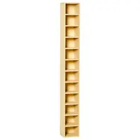 HOMCOM Dulap Biblioteca Suport CD-uri cu 12 Rafturi pentru 204 CD-uri, Raft Biblioteca din MDF si PAL, 21x20x175 cm, Lemn natural