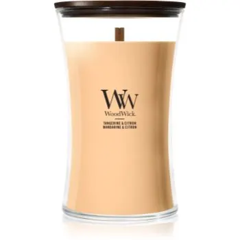 Woodwick Tangerine & Citron lumânare parfumată cu fitil din lemn