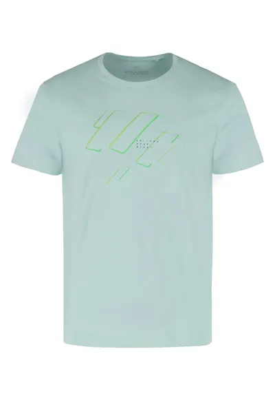 Tricou pentru barbati - cu maneci scurte - imprimeu geometric - bumbac - verde