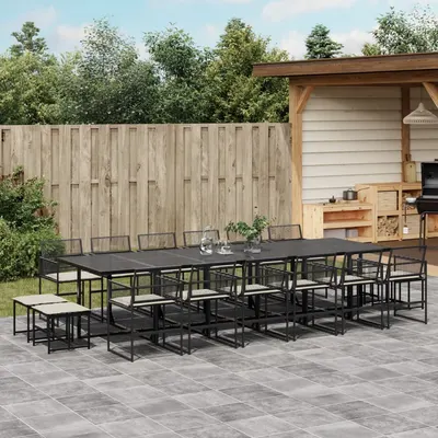Gossi set mobilier de gradina cu perne, 17 piese, negru, poliratan