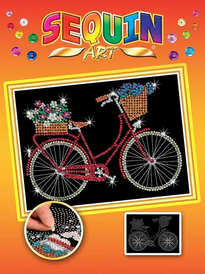 Set creativ KSG Crafts Sequin Art Gorjuss - Arta cu paiete, Bicicleta