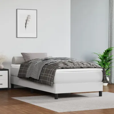 vidaXL Saltea cu arcuri buzunar, fermitate medie, alb, 90x200x20 cm, piele ecologică