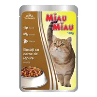 Hrana Umeda Pisici Miau Miau cu Iepure in Sos, Plic 100 g