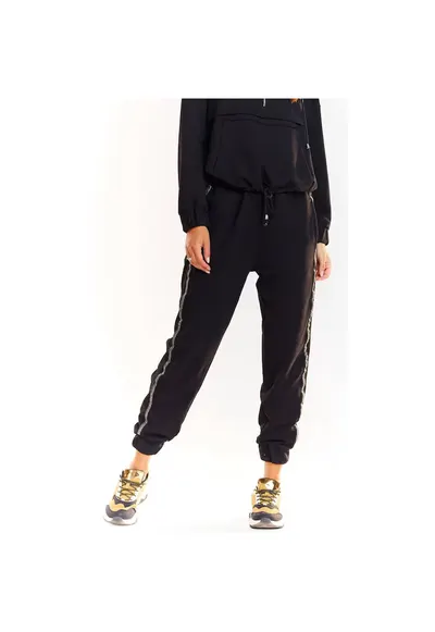 Pantaloni sport de dama - Bumbac/Elastan - Negru