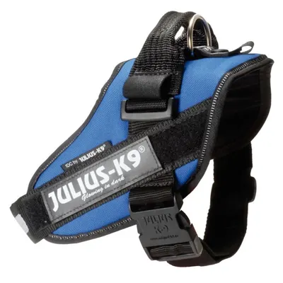 Ham ergonomic K9 Power, albastru, impermeabil, reflectorizant, 63-85 cm, pentru caini cu greutate de 23-30 kg