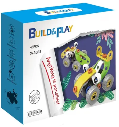 Constructor 2 în 1 Hanye Build and play - Mașini, 46 piese