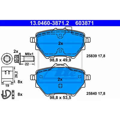 Set placute frana, frana disc ATE 13.0460-3871.2
