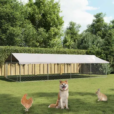 vidaXL Padoc pentru câini de exterior, cu acoperiș, 600x300x150 cm