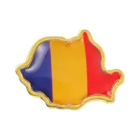 Pin metalic auriu tricolor ROMÂNIA