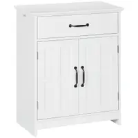kleankin Mobilier baie, dulap baie pe picior cu două uși, sertar și raft reglabil, 60x30x75 cm, alb | Aosom Romania