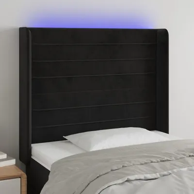 Gossi tablie de pat cu led, negru, 103x16x118/128 cm, catifea