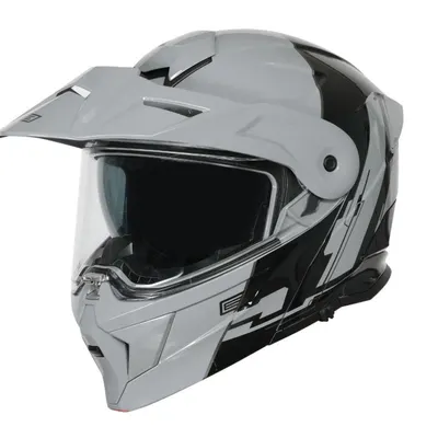 Casca moto Origine Adventure Cyborg Rabatabila cu ochelari, culoare gri negru lucios, marime XS