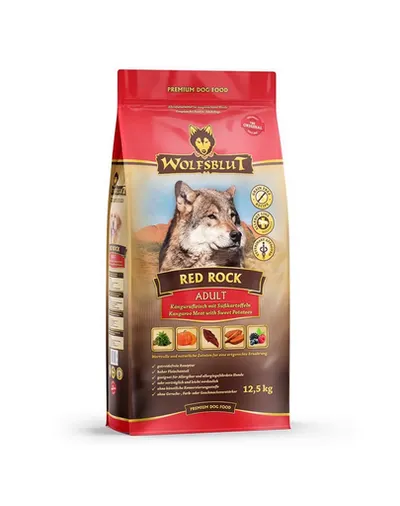 WOLFSBLUT Red Rock Adult hrana uscata pentru caini alergici cu carne de cangur si dovleac 12,5 kg
