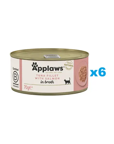 APPLAWS Cat Adult Tuna with Salmon in Broth Conserve mancare pisici, cu ton si somon in sos 6x70 g