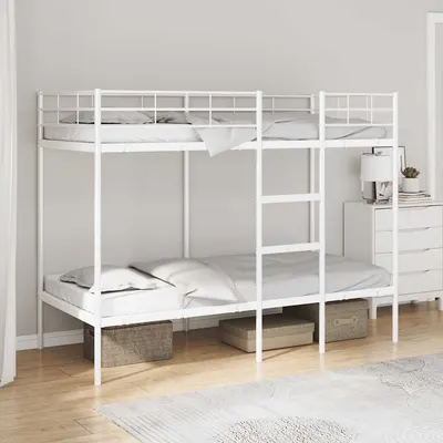 Gossi pat supraetajat fara saltea alb 100x190 cm otel