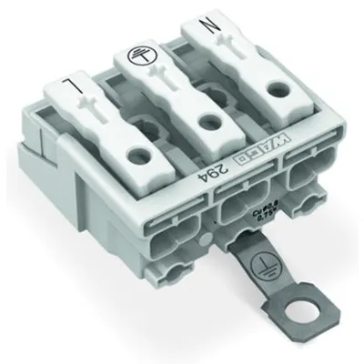 Lighting connector; push-button, external; with screw-type ground contact; N-PE-L; 3-pole; Lighting side: for solid conductors; Inst. side: for all conductor types; max. 2.5 mm²; Surrounding air temperature: max 85°C (T85); 2,50 mm²; white
