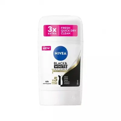 Deodorant Stick pentru femei Invisible B&W Silky Smooth, 50 ml, Nivea Engros