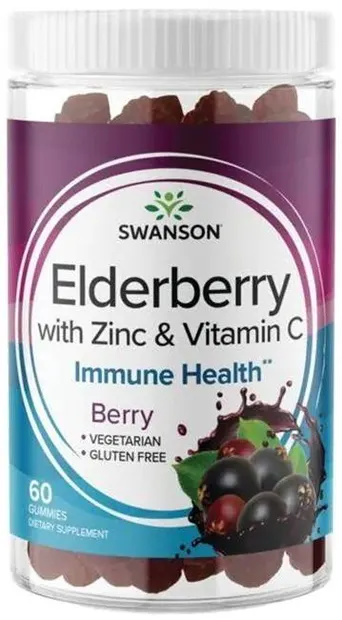 Elderberry with Zinc & Vitamin C, 60 comprimate masticabile, Swanson