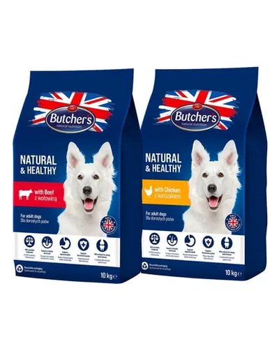 BUTCHER'S Natural&Healthy mancare caini arome mixte 2 x 10 kg pui si vita