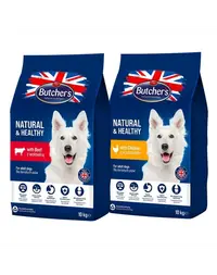 BUTCHER'S Natural&Healthy mancare caini arome mixte 2 x 10 kg pui si vita