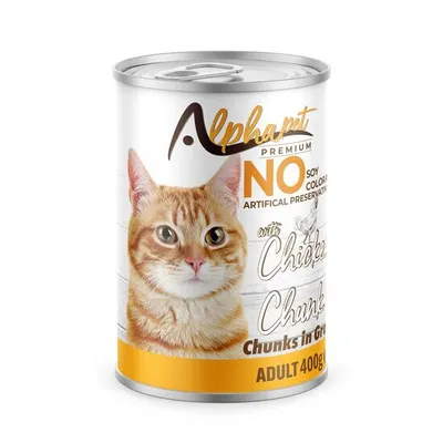 Hrană umedă Premium pentru pisică Alphapet, cu carne de pui, 400 g