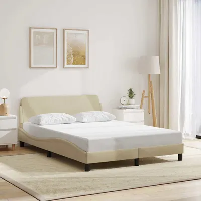 vidaXL Cadru de pat, Dover, crem, 140x190 cm, textil
