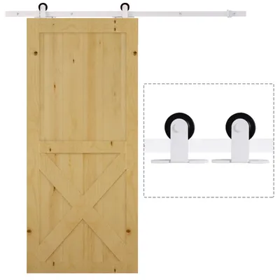HOMCOM Kit de Feronerie de 6' Rustic pentru Interior pentru Montaj Usa Glisanta de Hambar, Alb | Aosom Romania