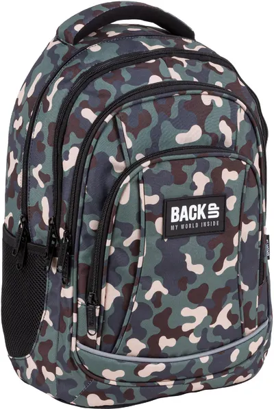 Ghiozdan școlar BackUp A - Camouflage, cu 3 compartimente