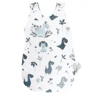 Sac de dormit, MimiNu, Pentru bebelusi, De iarna, Din bumbac certificat Oeko Tex Standard 100, Cu fermoar lateral, Cu capse pe umar, 70 cm, 0 - 6 luni, 2.5 Tog, Dino Granat