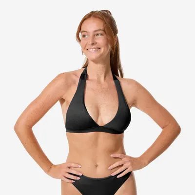 Bustieră de baie tip triunghiuri lungi surf Cora Negru Damă