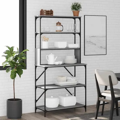 vidaXL Raft brutărie cu 6 niveluri, sonoma gri, 90x40x180 cm, lemn