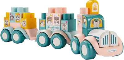 Set de joacă Ecoiffier Abrick -Compoziția trenului cu animale